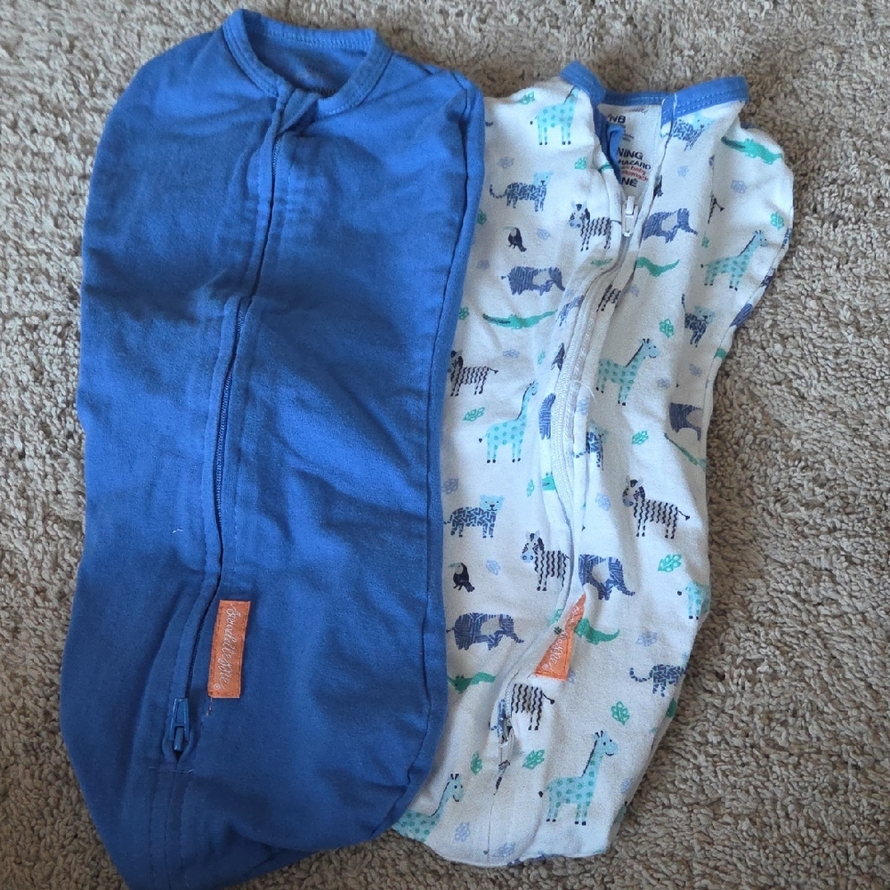 SwaddleMe Blue and White Animal Print Swaddle